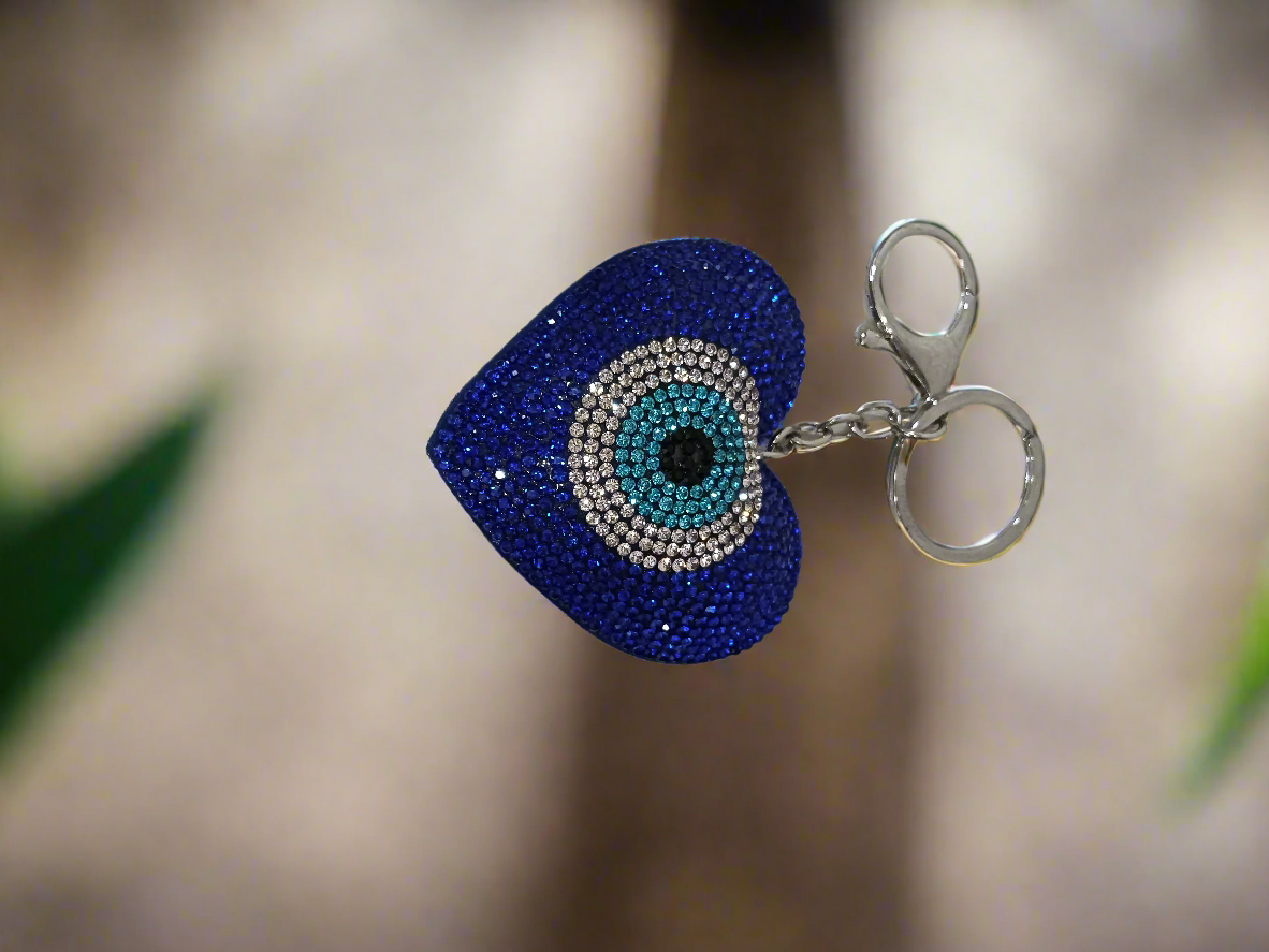 Evil Eye Plush Rhinestone Keychain