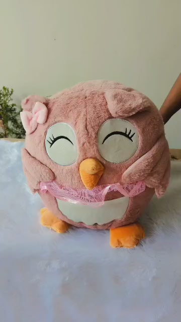 Pink Owl Soft Toy Blanket