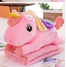 Pink Unicorn Soft Toy Blanket