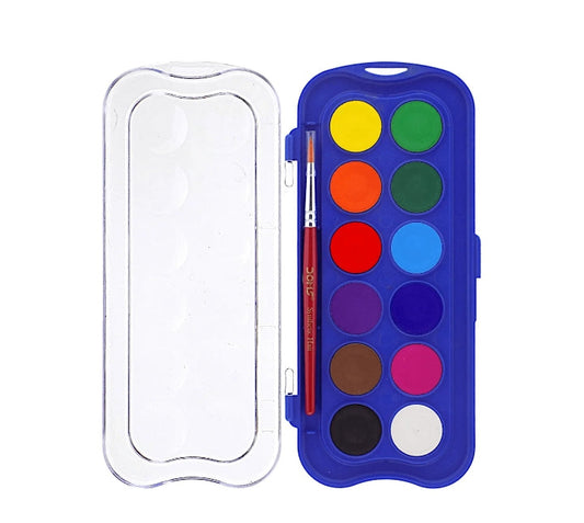 Portable 12-Color Solid Watercolor Paint Set with Brush