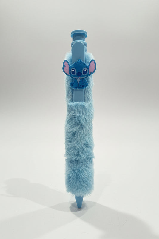 Cute Plush Stitch Fur Pen | Soft Character Gel Pen for Kids & School
