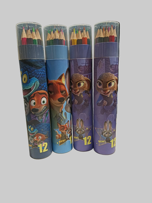Cute Zoo Animal Pencil Colour Set (12 Different Colors) | Vibrant Crafting & Coloring Kit