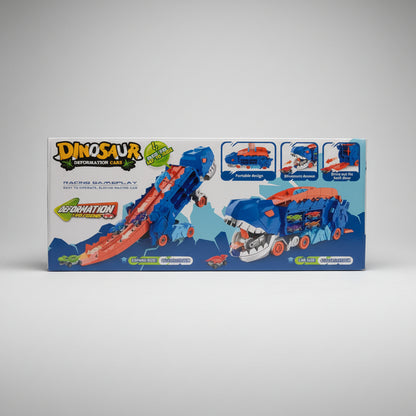 Dinosaur Transport Truck & Race Track Play Set | Interactive Toy Car Transporter