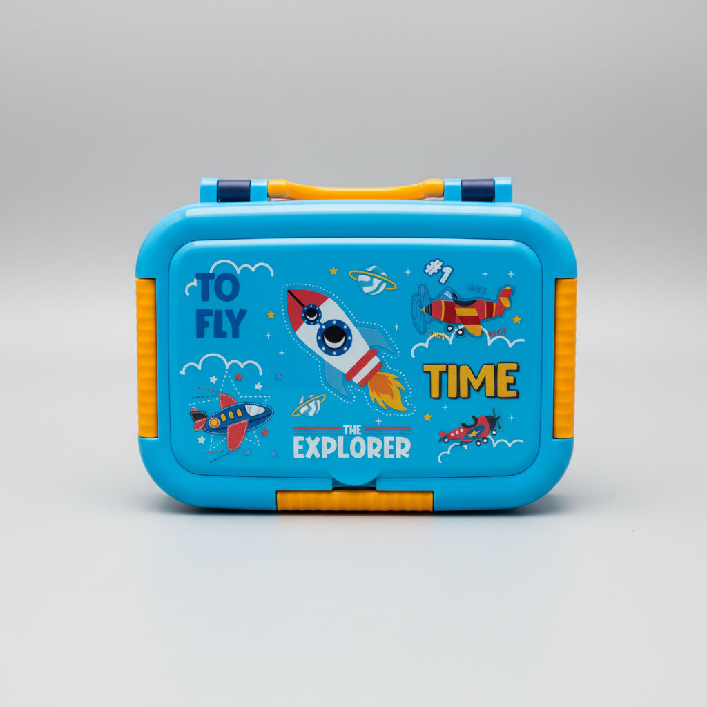 Character Compartment Lunch Box with Spoon | Portable Bento Box for Kids