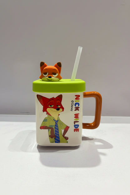 Zoo Character Ceramic Mug & Spoon Set | Cute Animated Coffee Cup