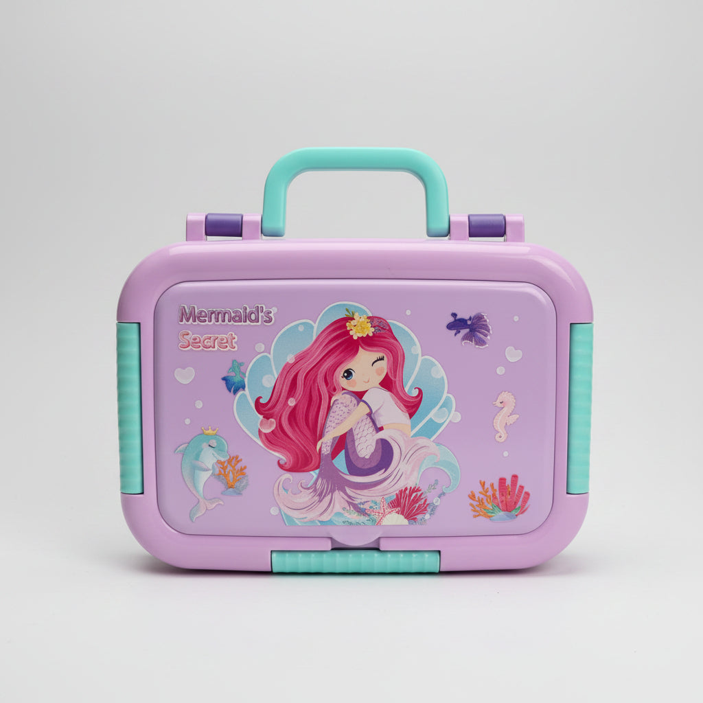 Character Compartment Lunch Box with Spoon | Portable Bento Box for Kids