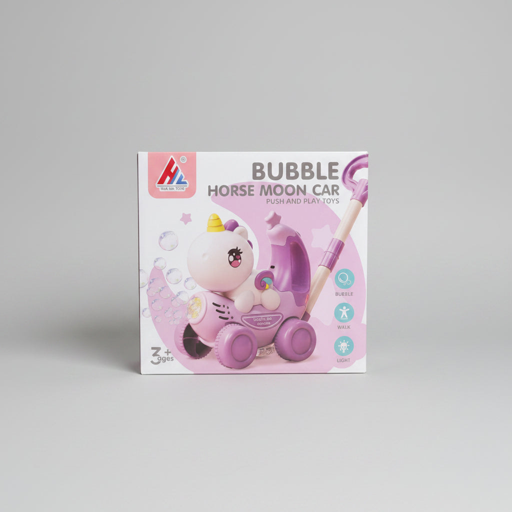Cute Unicorn Moon Bubble Car Toy | Automatic Bubble Blower Machine