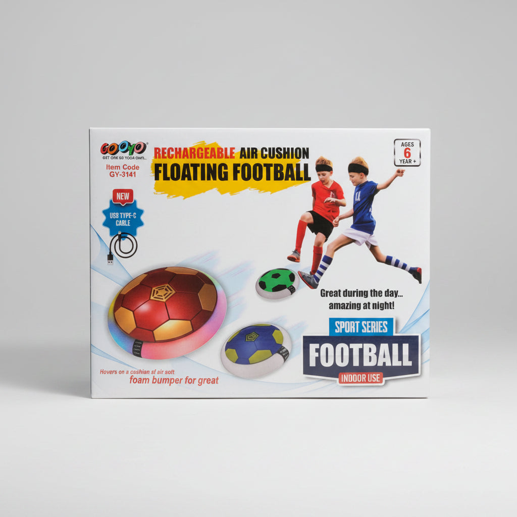 Rechargeable Air Cushion Floating Football | LED Light-Up Indoor Hover Soccer Ball
