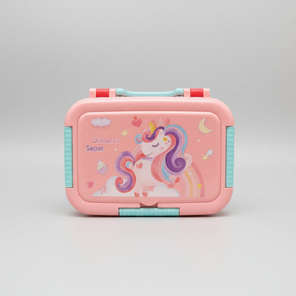 Character Compartment Lunch Box with Spoon | Portable Bento Box for Kids