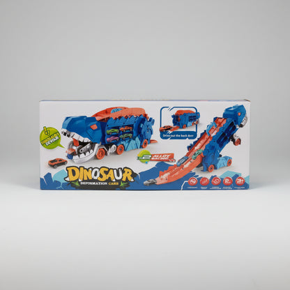 Dinosaur Transport Truck & Race Track Play Set | Interactive Toy Car Transporter