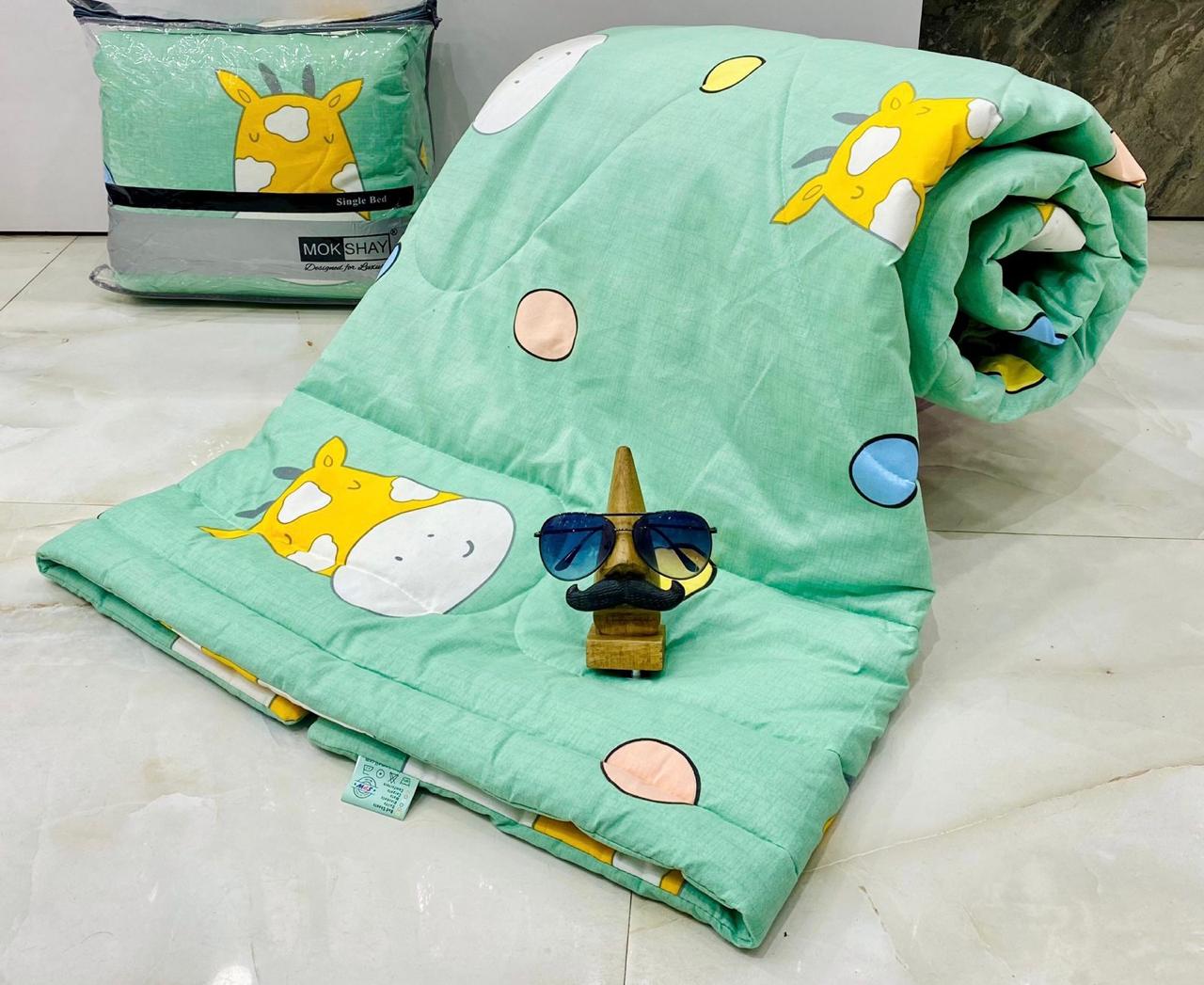 Kids Single Bed Green Comforter