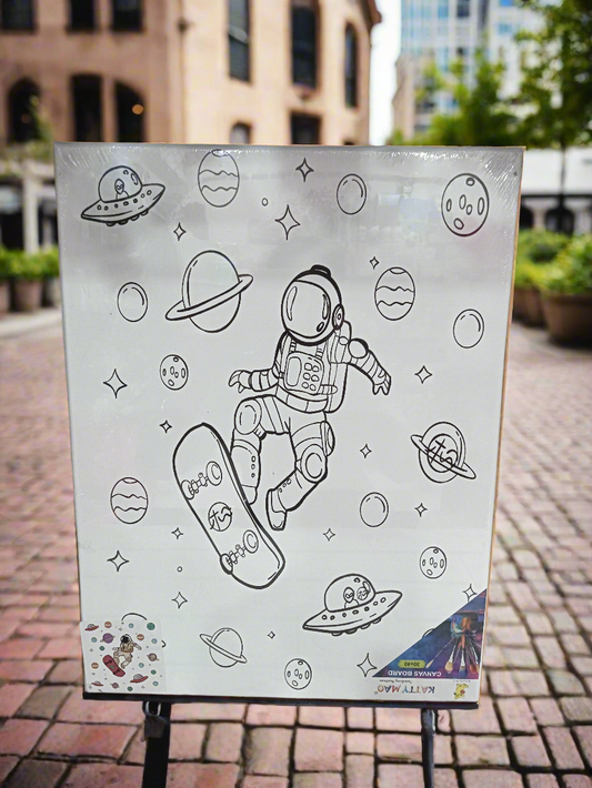 Canvas Board With Colour And Brush