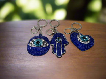 Evil Eye Plush Rhinestone Keychain