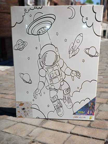 Canvas Board With Colour And Brush