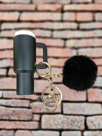Mini Tumbler Keychain With pom- pom Charm