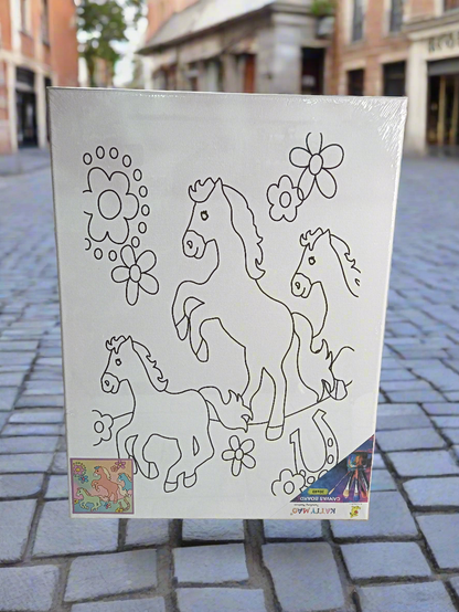 Canvas Board With Colour And Brush