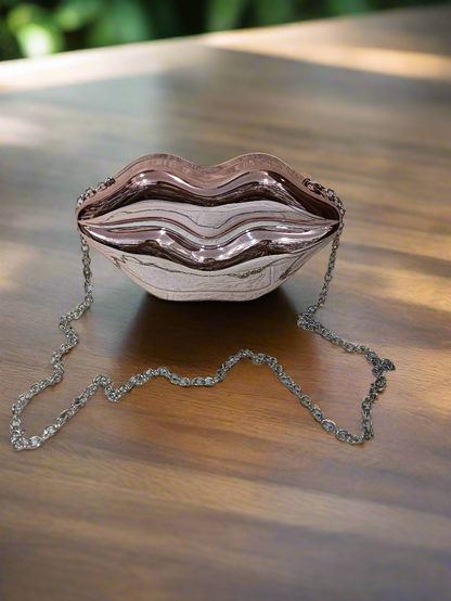 Women Lips Clutch With Chain Strap
