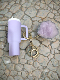Mini Tumbler Keychain With pom- pom Charm