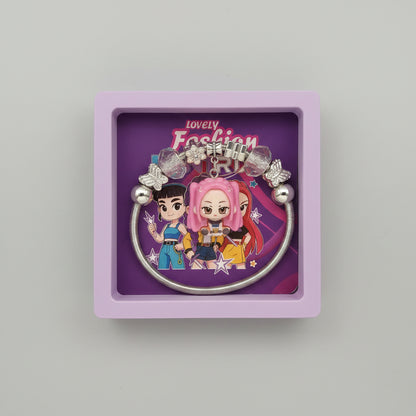 K-Pop Character Charm Bracelet | Trendy Beaded Wristband for Fans