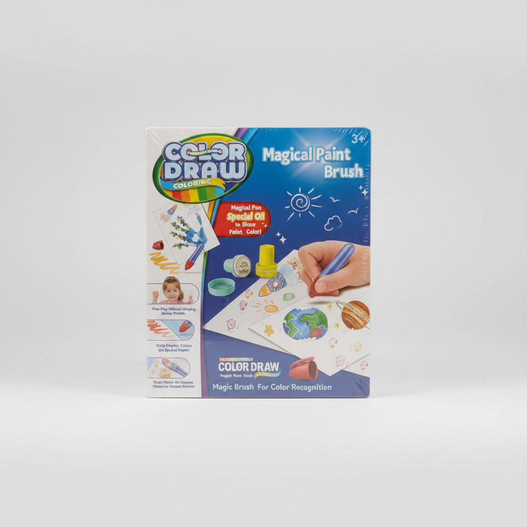 Magical Paint Brush Color Draw Set | Mess-Free Light-Up Painting Activity Kit for Kids