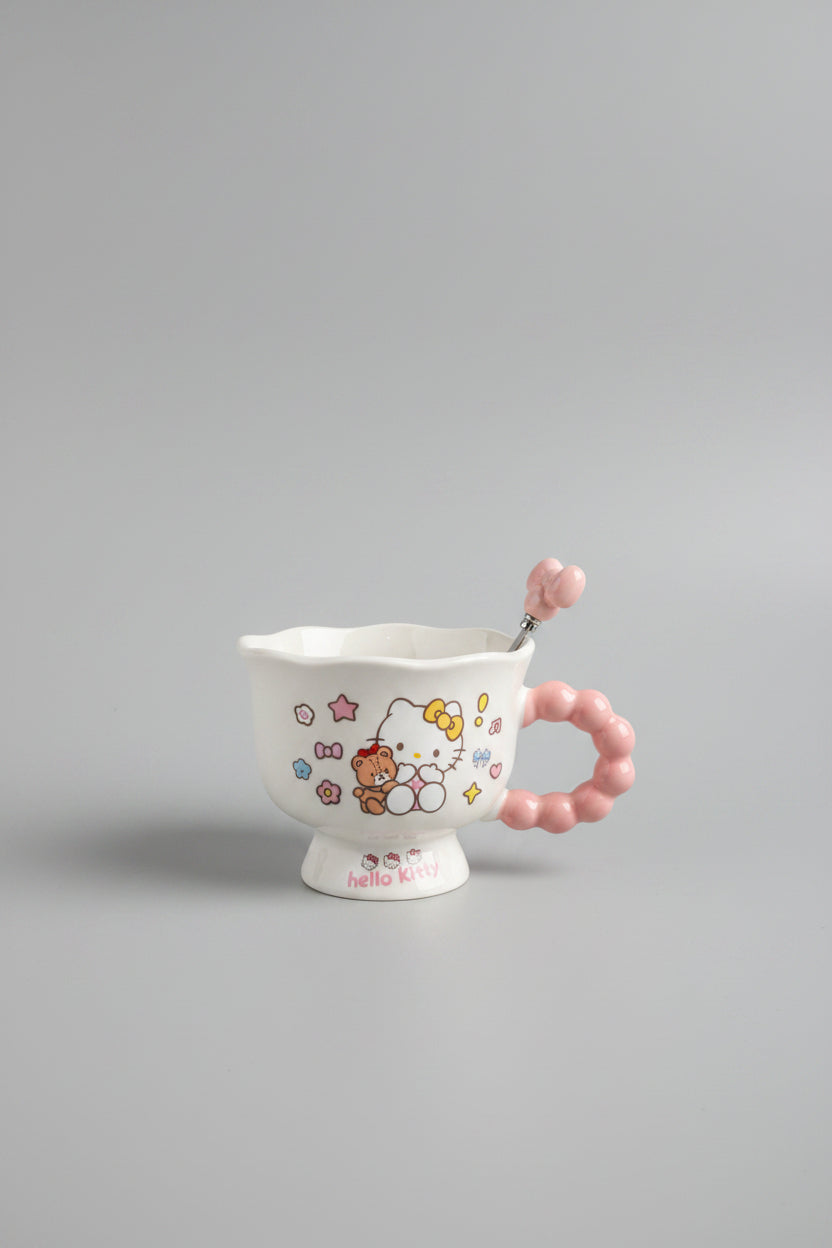 Cute Ceramic Mug with Matching Spoon | Aesthetic Drinkware & Gift Cup