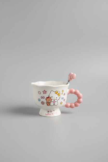 Cute Ceramic Mug with Matching Spoon | Aesthetic Drinkware & Gift Cup