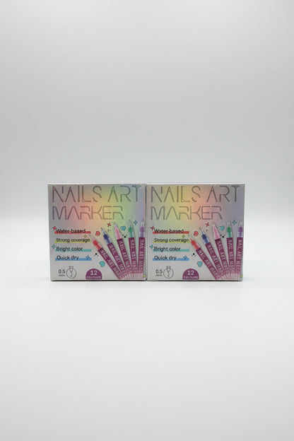 Nail Art Markers | 12 Colors Nail Art Gel Pen Set | 3D DIY Nail Art Liner Pens