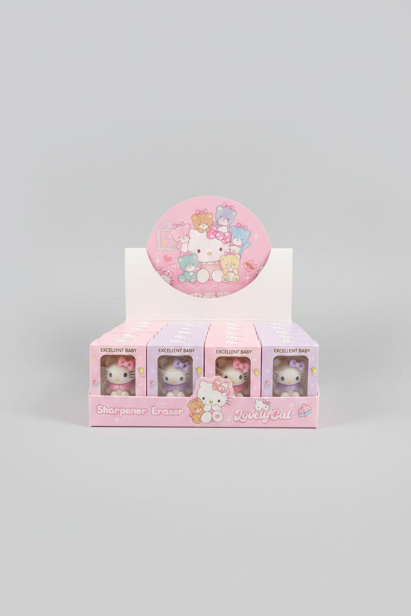 Cute Kitty Sharpener & Eraser Combo | 2-in-1 Cute Kitty School Stationery Set