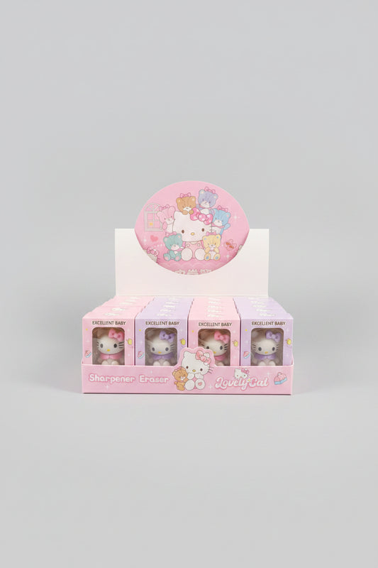 Cute Kitty Sharpener & Eraser Combo | 2-in-1 Cute Kitty School Stationery Set