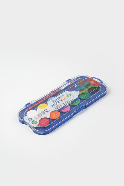 Portable 12-Color Solid Watercolor Paint Set with Brush