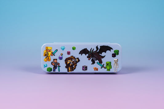 Minecraft Geometry Box | Minecraft Double Layer Pencil Pouch | Large Capacity Pencil Case for Kids