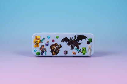 Minecraft Geometry Box | Minecraft Double Layer Pencil Pouch | Large Capacity Pencil Case for Kids