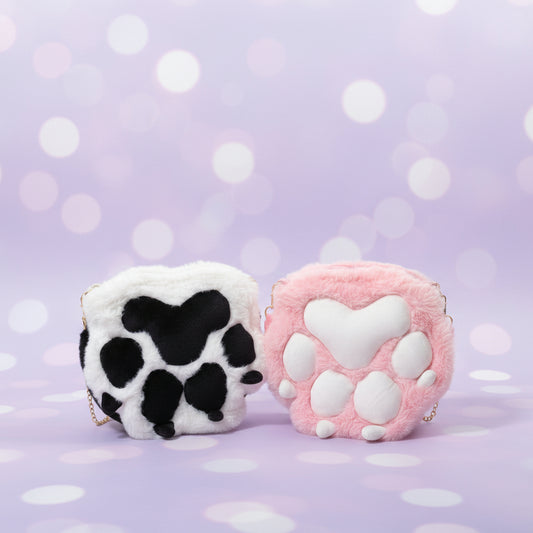 Cute Plush Cat Paw Crossbody Bag | Soft Kawaii Sling Bag for Girls & Women