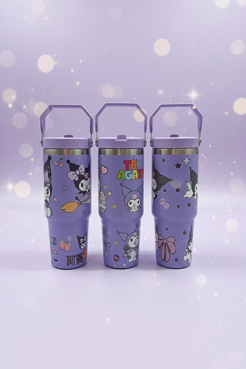 Kuromi Tumbler | Cute Cartoon Stainless Steel Tumbler | 900ml Insulated Travel Mug