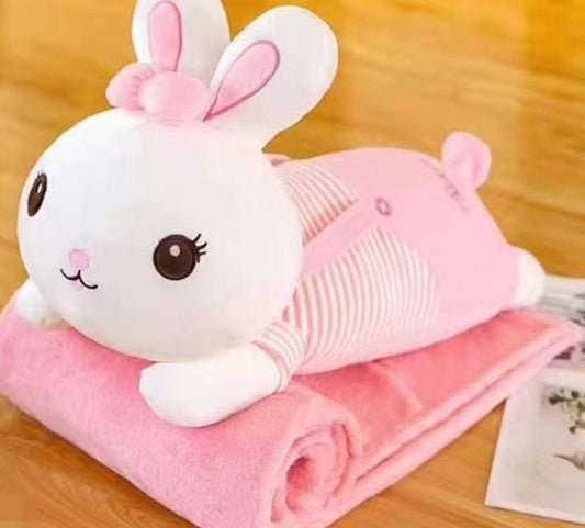 Pink Rabbit Soft Toy Blanket