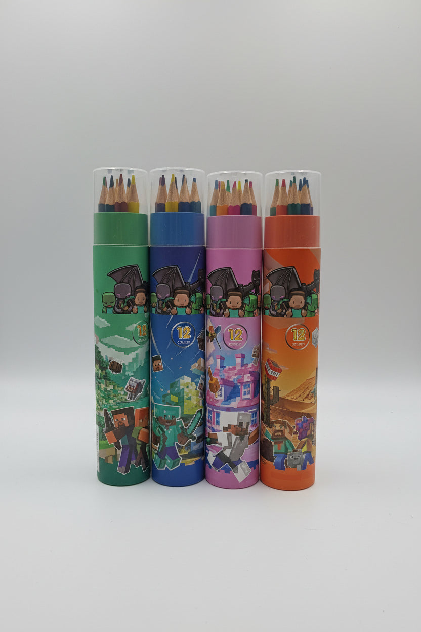 Minecraft Pencil Colour Set | Pixel World Crafting & Sketching Kit