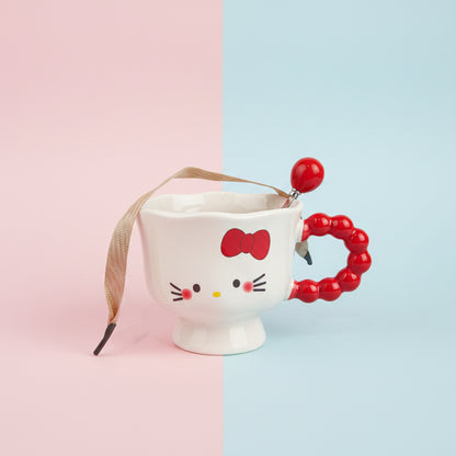 Cute Ceramic Mug with Matching Spoon | Aesthetic Drinkware & Gift Cup