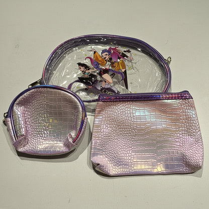 K-Pop 3-Piece Vanity Pouch Set | Portable Cosmetic & Travel Organizer Kit