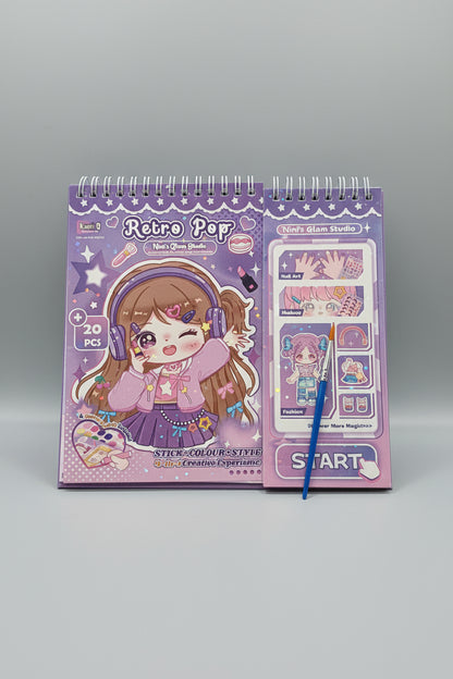 Cute Coloring & Sticker Book Set (Interactive Activity & Crafting Journal)