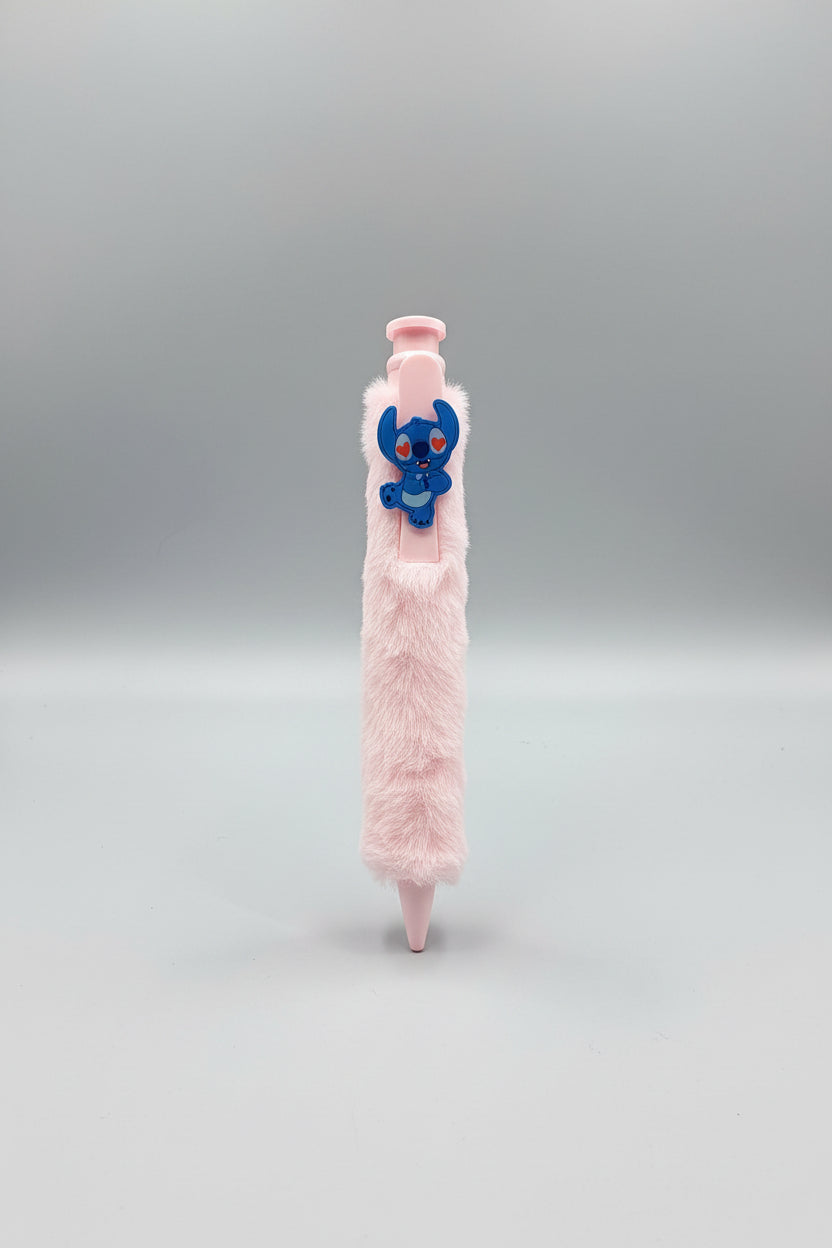 Cute Plush Stitch Fur Pen | Soft Character Gel Pen for Kids & School