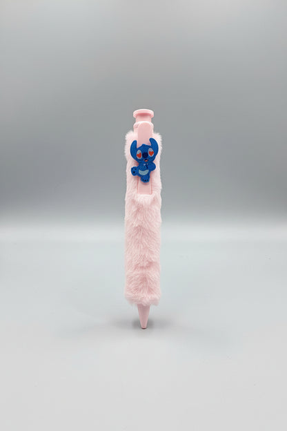 Cute Plush Stitch Fur Pen | Soft Character Gel Pen for Kids & School