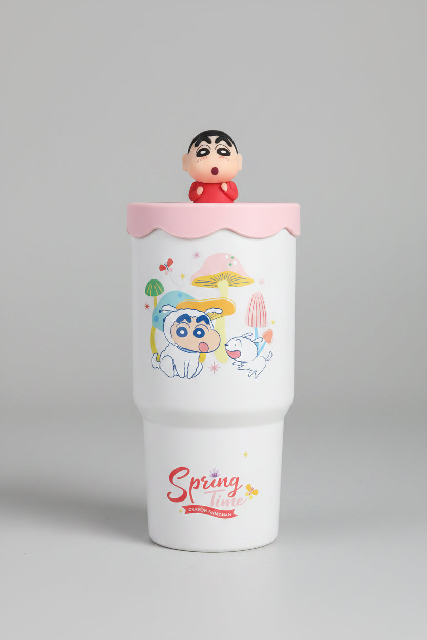 Shinchan Character Straw Tumblers | Cute Insulated Water Bottles