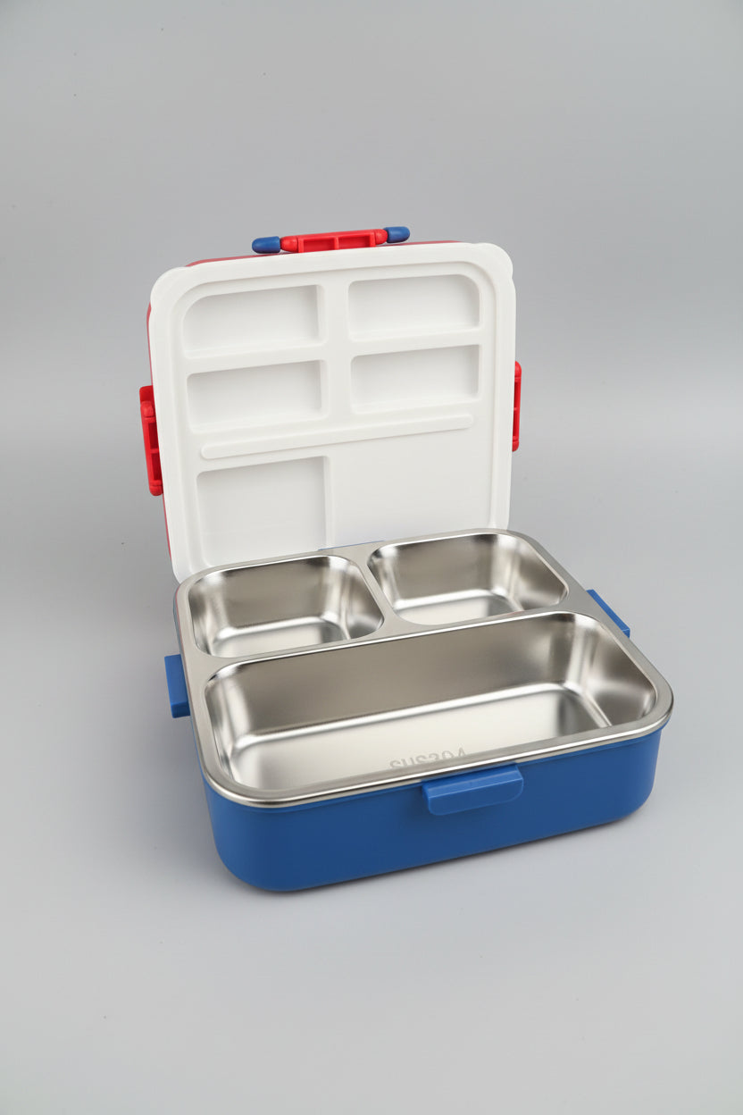 Mario Theme Multi-Compartment Bento Lunch Box with Cutlery Set | Leak-Proof Meal Container for Kids & Adults