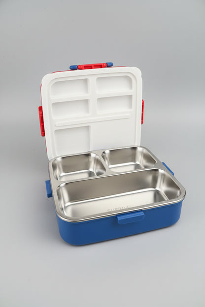 Mario Theme Multi-Compartment Bento Lunch Box with Cutlery Set | Leak-Proof Meal Container for Kids & Adults