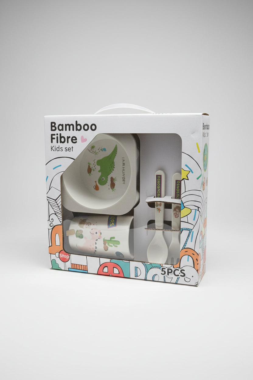 Dinosaur Bamboo Fiber Cutlery & Tableware Set | Reusable Kids Dinnerware