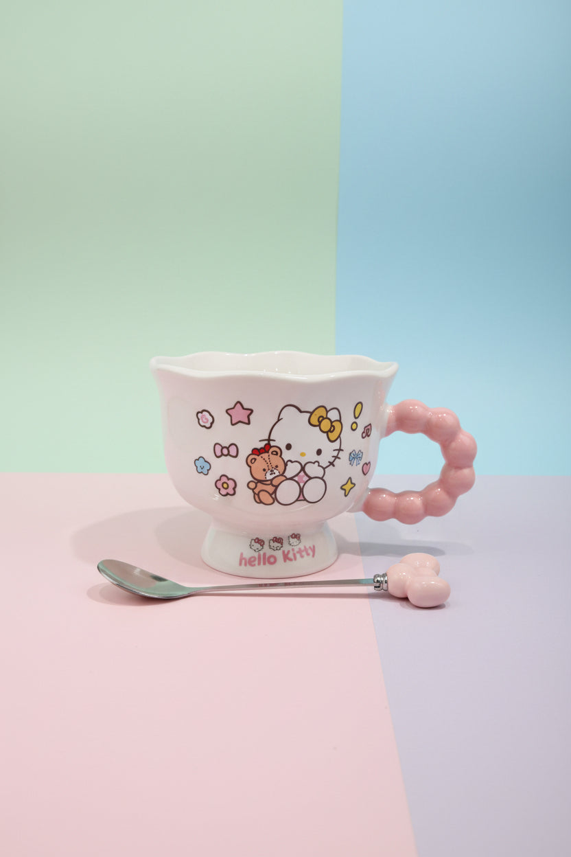 Cute Ceramic Mug with Matching Spoon | Aesthetic Drinkware & Gift Cup