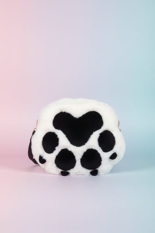 Cute Plush Cat Paw Crossbody Bag | Soft Kawaii Sling Bag for Girls & Women