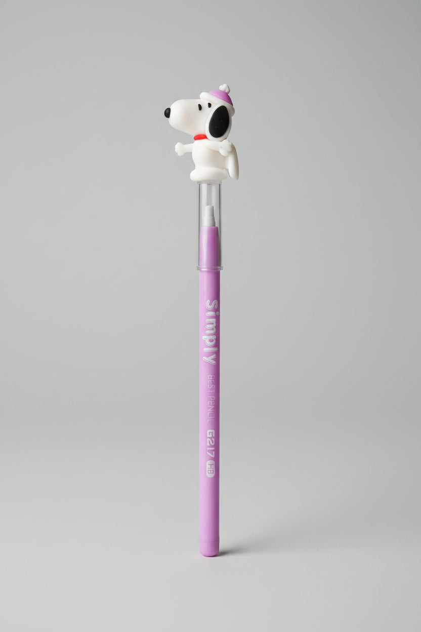 Cute Snoopy Character Topper Writing Pencils | Pastel Lead Pencils with Cute Dog Figurines