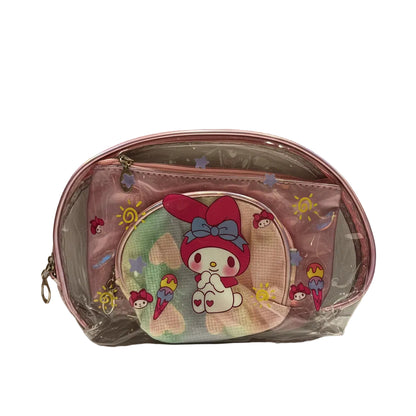 Kuromi 3-Piece Vanity Pouch Set | Portable Cosmetic & Toiletry Bag Kit