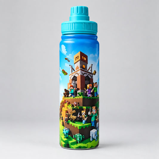 Minecraft Insulated Stainless Steel Water Bottle | Gaming Hydration Flask - 800 ml